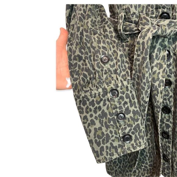 Excellent Marissa Webb Denim Cheetah Mera Print Canvas mini Dress Size Large H1 - Picture 6 of 14